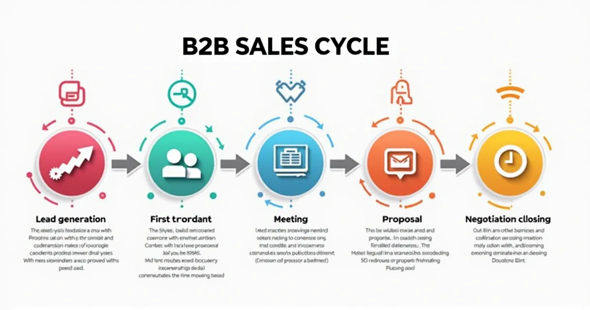 Gráfico representando o ciclo de vendas B2B em várias etapas