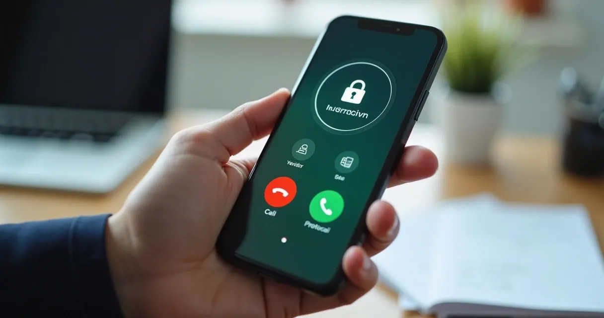 Pessoa recebendo ligação e verificando autenticidade no smartphone